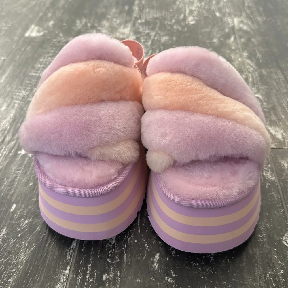 UGG Women's Disco Stripe Slippers Platform Slide Sandals - Picture 2 of 5